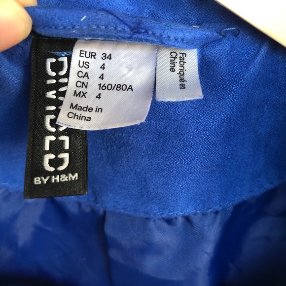 COPY - Cobalt blue cropped moto suede jacket - Picture 4 of 15